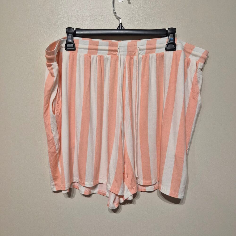 Liz Claiborne Cool & Calm 1X Sleepwear Pink and White Stripe Shorts